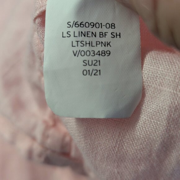 GAP Linen Boyfriend Shirt in Light Shell Pink - Picture 7 of 8